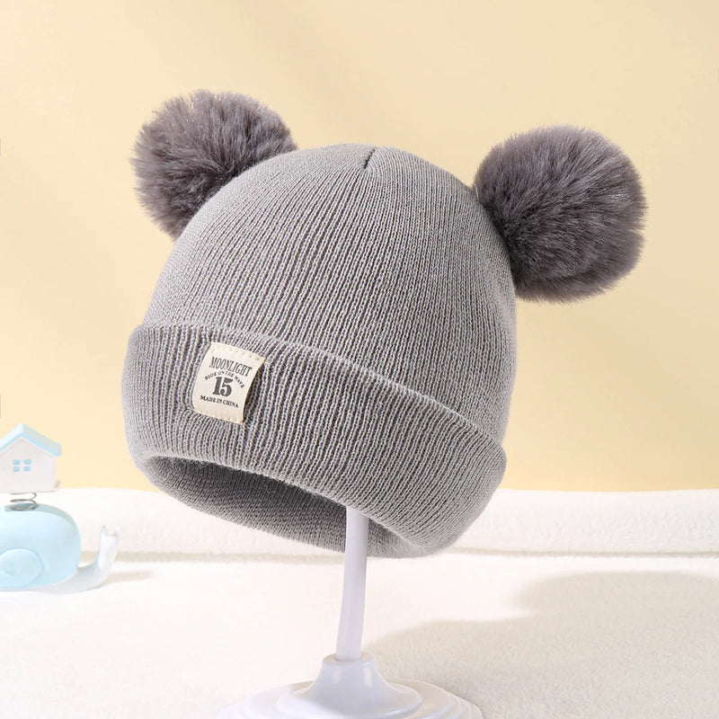 Cor sólida Lã de malha Bonnet Bebe Newborn Baby Hat Pompom Cute Winter Hat Para Crianças Meninos Meninas Crianças Quente Beanie Cap 0-3Y